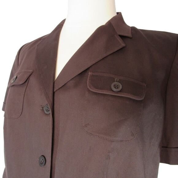 Talbots Petites Career Blazer Blouse Jacket Stretch Brown Short Sleeves 16WP NWT - Picture 7 of 8